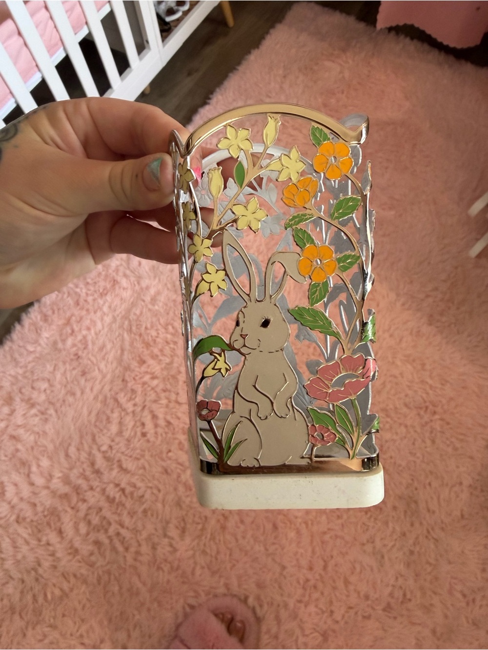 Bath & Body Works Floral Bunny - Soap Holder- in White, Pink & Green